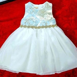 White, baby blue and gold dress